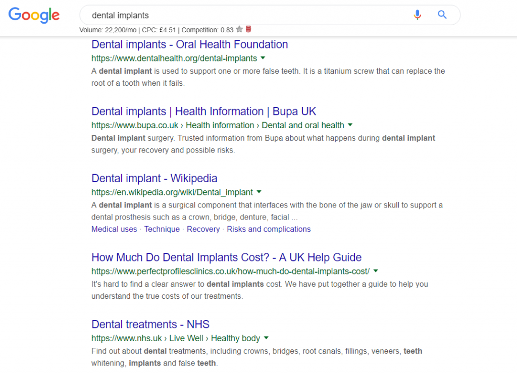 dental website meta information